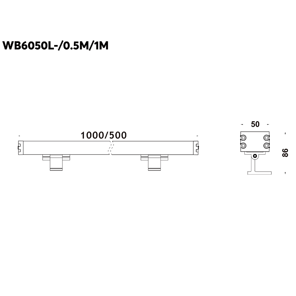 Long Strip Wall Washing Light with Tripod (Full-Coverage Black Tempered Glass Cover)