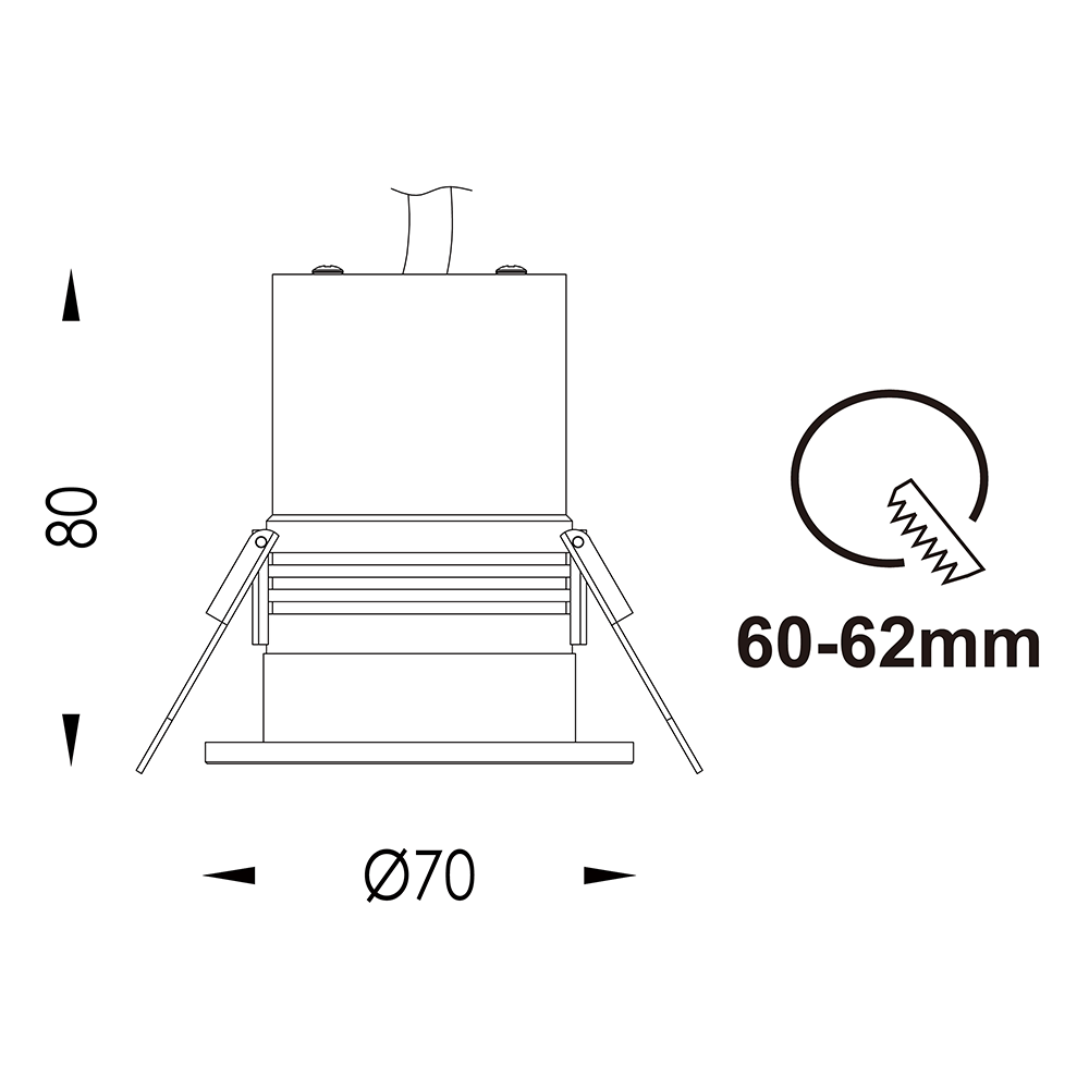 WB7070 IP67 Recessed Impact-Resistant Ceiling Light